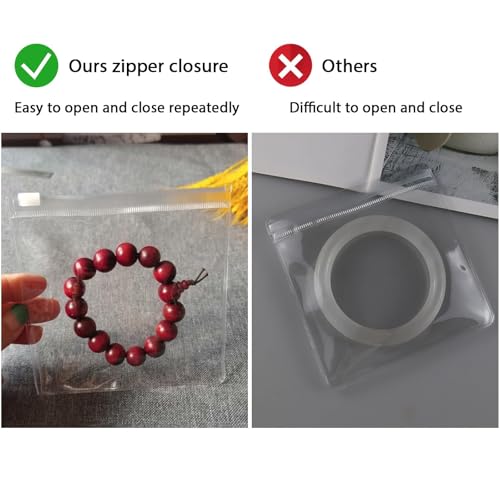 50PCS Bags | Jewelry Bags Clear Plastic Transparent PVC With Zipper Closure, Jewelry Bag Small Plastic Bags For Jewelry (8 * 8cm 3.15 * 3.15 inch) - color: Clear - 3.15"×3.15"