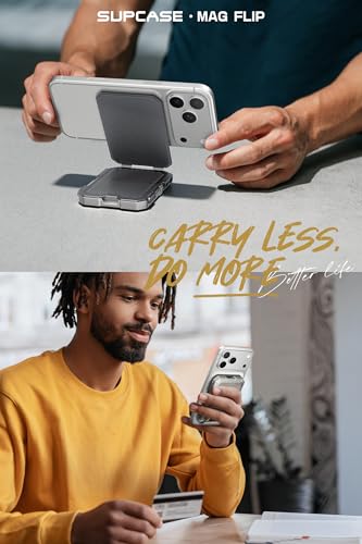 SUPCASE for MagSafe Wallet with Stand, Magnetic Wallet for Men, [Hold 5 Cards] [Adjustable Stand] [RFID Blocking] Phone Stand Credit Card Holder Tripod for iPhone 17/16/15/14/13/12 Series, Silver - color: Silver