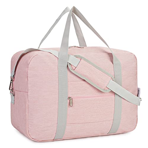 For Spirit Airlines Personal Item Bag 18x14x8 Foldable Travel Duffel Bag Tote Duffle Carry on Luggage for Women and Men 30L (Pink (With Shoulder Strap)) - color: Pink, size: 30L