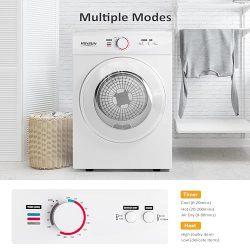 ROVSUN 1.8 Cu.Ft Portable Clothes Dryer, Front Load Dryer Machine, Compact Laundry Dryer with Stainless Steel Tub for Apartment, Home, Dorm (Classic Knob Control) - style: 1.8 CU. FT.