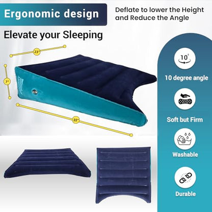 Leg Elevation Pillow by Recovery Wedge, Inflatable Wedge Pillow for Sleeping and Post-Surgical, Improve Circulation and Reduce Swelling, Speed Injury Recovery. (Small Triangle) - size: Small Triangle