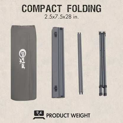 Portal Lightweight Aluminum Folding Square Table Roll Up Top 4 People Compact Table with Carry Bag for Camping, Picnic, Backyards, BBQ, Dark Gray - color: Dark Gray
