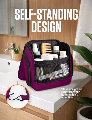 VENTURE 4TH Hanging Travel Toiletry Bag for Women & Men – Large Toiletry Organizer with 18 Compartments, Removable TSA Pouch, Travel Wash Bag for Toiletries, Makeup & Shaving Kit (Purple) - color: Purple