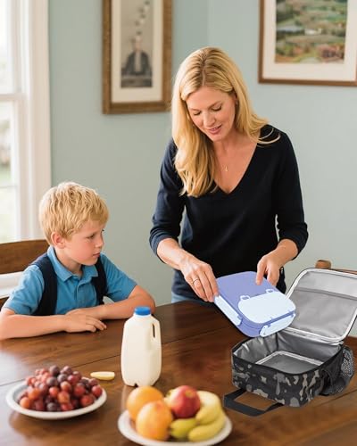 Tactical-style Lunch Bag 5L Kids Lunch Bag with Adjustable Shoulder Strap Easy to Clean Leakproof Wipeable liner Toddler Lunch Box Bag for Boys Girls School and Daycare - color: Black Camo