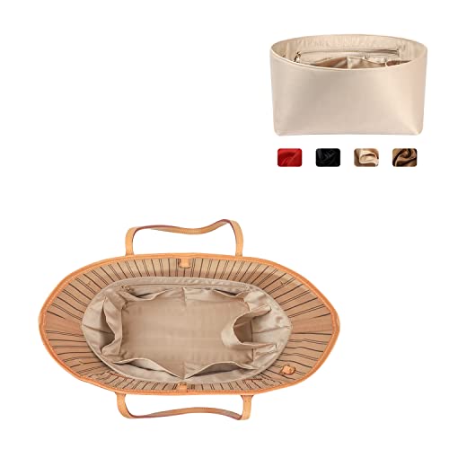 Speedy Neverfull Tote Organizer Insert - Silk Purse Organizer with Zipper, Silky Smooth, 6 Sizes (Slender Medium, Silky Beige) - color: Beige, size: Slender Medium