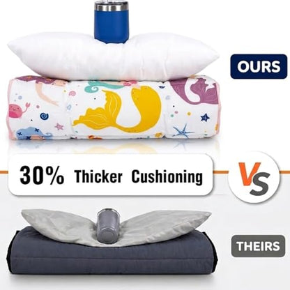 Primlect Thickened Toddler Nap Mat with Removable Pillow and Minky Blanket, Extra Large 55''x35'' Sleeping Bag, Washable, Roll up, Perfect for Daycare, Preschool, Kindergarten, Boys and Girls Mermaid - color: Mermaid