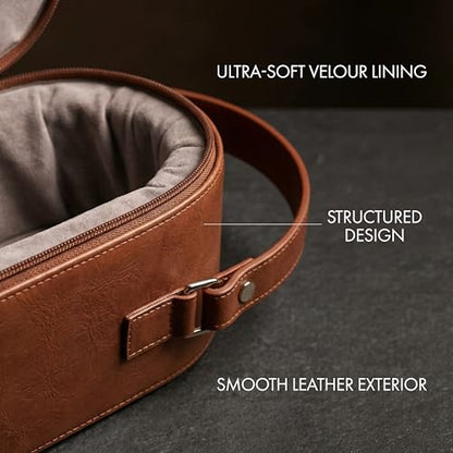 Bey-Berk Vino Brown Leather Double Wine Caddy, Two-Bottle Travel Case with Zipper Closure and Corkscrew Bar Tool - color: Brown