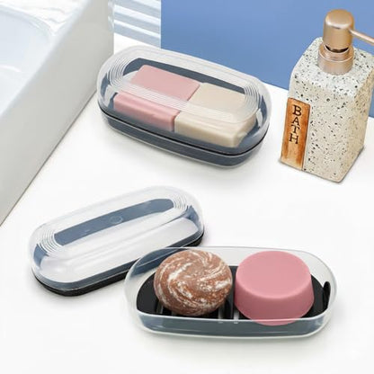 OZNER Clear Travel Soap Case Compatible with Kitsch - Leak-Proof Multi-Use Soap Holder with Draining Layer for Shampoo Bars, Gym, Travel & Camping（Transparent White,1 Pack） - color: Transparent