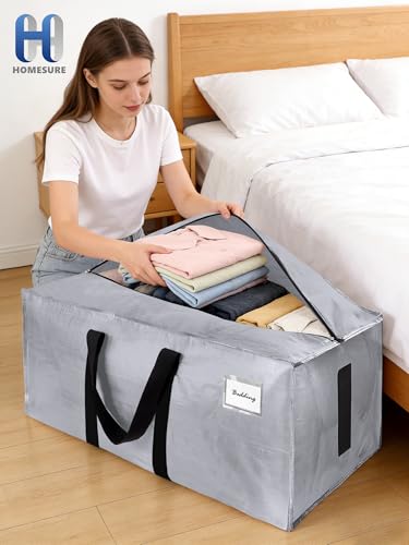 HOMESURE Supports 200lbs Heavy Duty Moving Bags - Strong Zipper & Wrap-Around Handles - Water-Resistant Storage Totes, Durable Alternative to Moving Boxes - 8 Pack - Silver - color: Silver