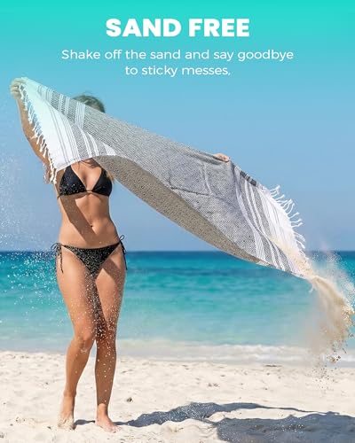 Turkish Beach Towel Quick Dry Sand Free Mens Birthday Gift Ideas for Dad Father Day Husband Brother Uncle Boyfriend in Law Male Boss Grandpa Him Retirement 60th 50th 40th 30th Wife Daughter Son - color: Thicker Black, size: 72 x 36 inch