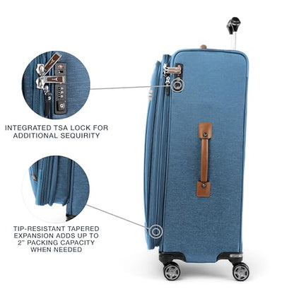Travelpro Platinum Elite Softside Expandable Checked Luggage, 8 Wheel Spinner Large Suitcase, TSA Lock, Men and Women, Coastal Blue, Checked Large 29-Inch - color: Coastal Blue, size: Checked-Large 29-Inch