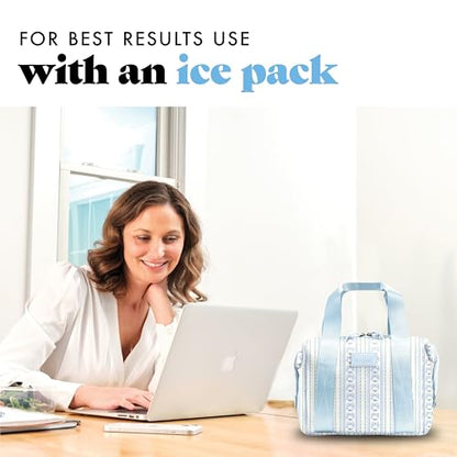 Fit & Fresh Remi Lunch Bag for Women Work – Neoprene Lunch Tote with Containers & Ice Pack, Reusable Meal Prep Lunch Box, Large Capacity, Machine Washable, Blue Wallpaper Bows - color: Blue Wallpaper Bows