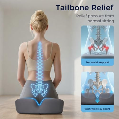 18.5" x 16.5" Extra Large Memory Foam Cushion, Tailbone Pain Relief Cushion for Long Sitting Soft Hip Support, Breathable X Large Donut Pillow Desk Chair Cushion