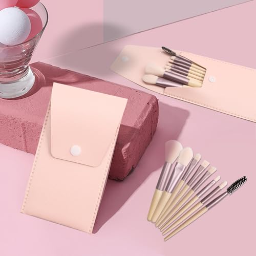 32 Sets Travel Makeup Brush Set Synthetic Fiber Face Foundation Make up Brushes Bridesmaid Gift with Travel Makeup Bag for Wedding Bridal Shower Favors Bachelorette Party Gift (Ivory Beige)