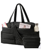 BAGSMART Gym Bag for Women, Lightweight Puffer Duffle Bag 2-PC Travel Bag, 31L Weekender Overnight Bag Quilted Carry On Tote Bag, Diaper Hospital Dance Bag for Travel, Gym, Water Resistant, Black - color: Black