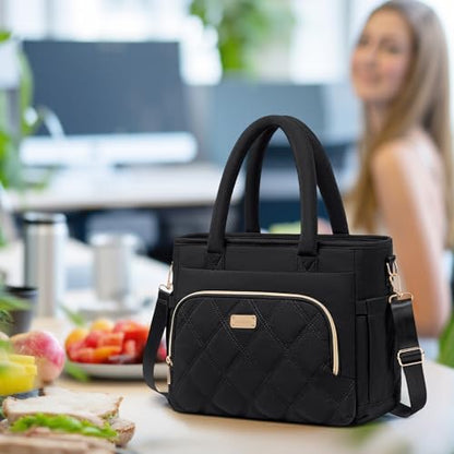 Artelaris Lunch Bag Women, Adult Insulated Lunch Box, Leakproof Lunch Cooler Bag, Reusable Large Lunch Cooler for Work, Picnic, Travel (Black) - color: Black