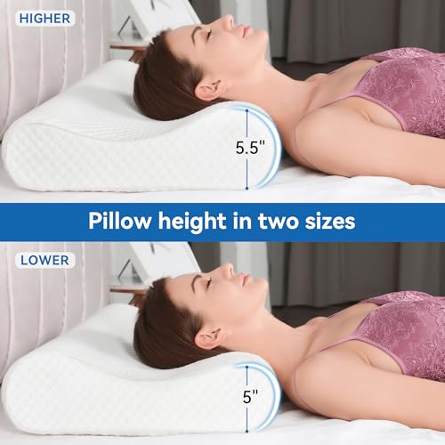 AM AEROMAX 32" King Size Contour Memory Foam Pillow, Cervical Pillow for Neck Pain Relief, Neck Orthopedic Sleeping Pillows for Side, Back and Stomach Sleepers - color: White, size: King Size