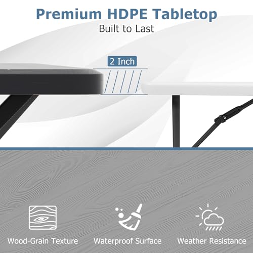 GYMAX Picnic Table, Picnic Bench Easy to Assemble w/All Weather Wood Grain Tabletop & Metal Frame, Picnic Tables for Outdoors Camping Backyard Deck Patio Poolside Dining Party - color: Grey