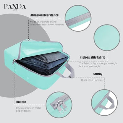 PANDA JOYS 4 Set Compression Packing Cubes Travel - Travel Accessories Expandable Packing Organizers for Carry On - Essentials Luggage Bags - Light Teal - color: Light Teal