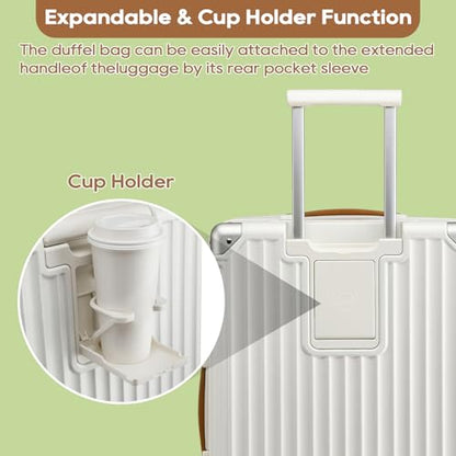 Joyway 5 Piece Luggage Set with Cup Holder, Expandable 25% Capacity, Includes Handbag, Anti Slip Wheels, Hook, Smart Carry On Suitcase for Men and Women, Spinner Travel White - color: White, size: 5 piece set (20/24/28inch-Handbag)