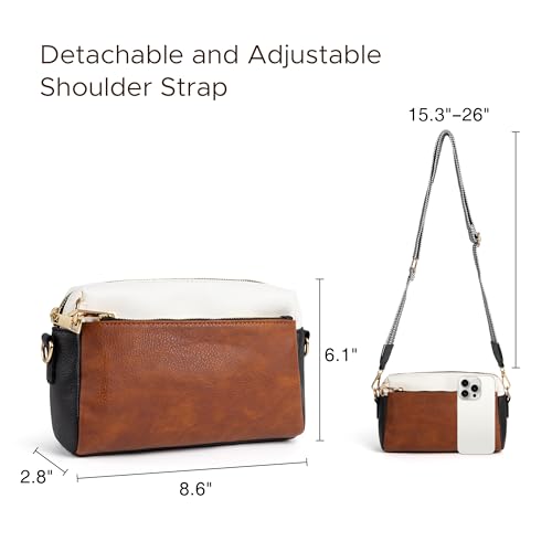 Anti Theft Crossbody Bag for Women, Slash-resistant RFID Blocking Travel Purses, Small Shoulder Bag Handbag - color: Brown Beige Black