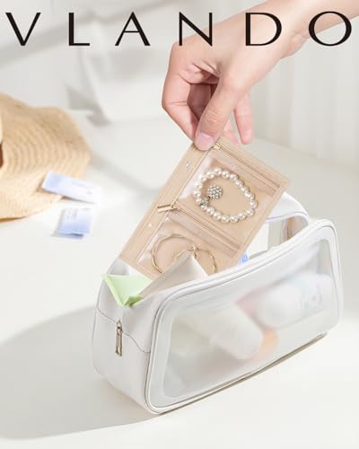 VLANDO Travel Jewelry Bags,Jewelry Storage Pouch,5 Pcs Clear Velvet Zipper Pockets Bag for Travel Business Trip Jewelry Organizer for Women Girls - color: 5 Pcs Bag