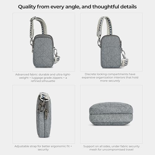 Travelon Anti-Theft Boho 2 Compartment Phone Crossbody - color: Gray Heather