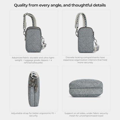 Travelon Anti-Theft Boho 2 Compartment Phone Crossbody - color: Gray Heather