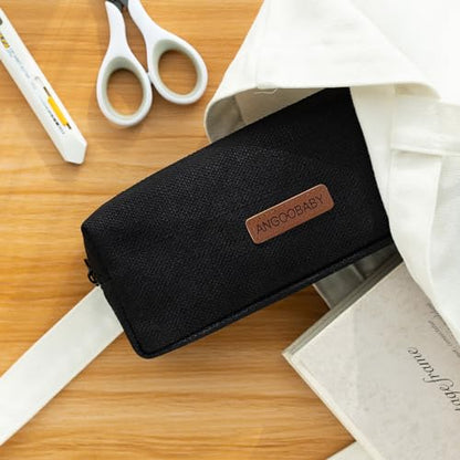 ANGOOBABY Small Pencil Case Student Pencil Pouch Coin Pouch Cosmetic Bag Office Stationery Organizer for Teen School - Black - color: black