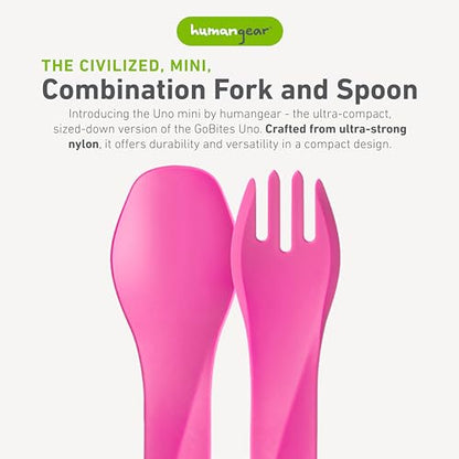 humangear GoBites Uno | Travel & Camping Utensils | Portable & Convertible Dining Ware | Multi-Functional Spork, Pink - color: Pink