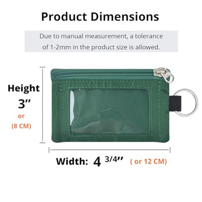 RFID Blocking Travel Wallet with Adjustable Lanyard, Small Nylon Zipper Pouch and Badge Holder for ID, Credit Cards, Cash, Keys, Commuters (Forest Green) - color: Forest Green