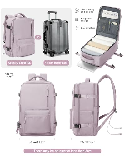 VGCUB Carry on Travel Backpack for Women Men Large Laptop Gym Work Frontier Airlines Personal Item Bag Business Airport Lightweight Backpack Flight Approved Mochilas de Viaje,Pink - color: Pink, style: Large