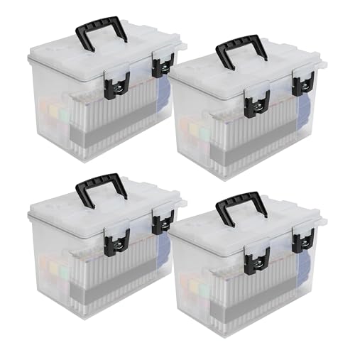 Sheffield 12767 XL Storage Bins With Lids, 4-Pack Stackable Storage Bins, Made in USA, Lockable and Water-Resistant Containers with Lids, Plastic Containers for Home, Classroom, and Dorm - color: Frost, size: XL 4-Pack