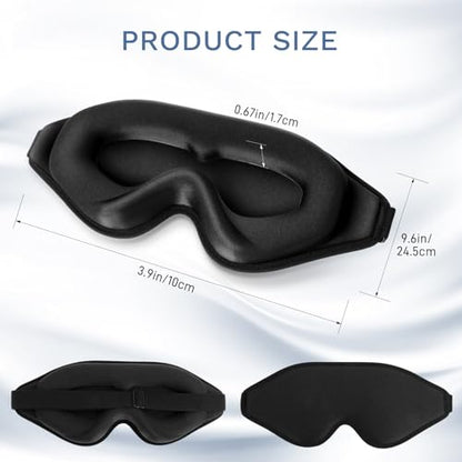 FlyCoco 99% Fully Block Out Light Eye Sleep Mask, 3D Deep Contoured Eyes Cover Zero Pressure, Long Lash Extension Eyes Mask with Adjustable Straps for Sleeping Travel Home Nap Rest Women Men (Black) - color: Black