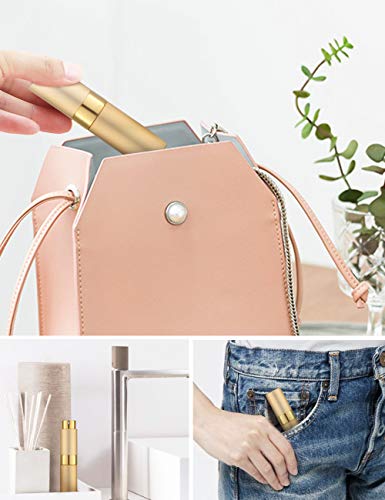 LISAPACK 8ML Atomizer Perfume Spray Bottle for Travel, Empty Refillable Cologne Dispenser, Portable Sprayer (Gold) - color: Gold