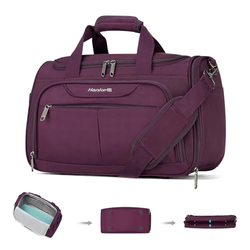 Hanke Underseat Carry On luggage Bags for Travel, Foldable Travel Bags for Women, Soft Lightweight Personal Item Travel Bag Small Carry On Bags for Airplanes, Travel Tote Bags for Women Men.（Purple） - color: Purple, size: Underseat Carry-On