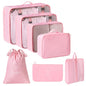 7 Set Packing Cubes for Suitcases Travel Luggage Packing Organizers Travel Essentials Luggage Organizer for Tioletry Accessories Shoe Bag Tioletry Bag Laundry Bag (Pink, 7 Set)