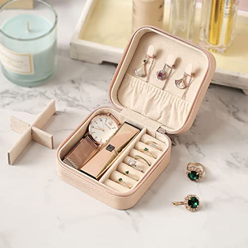 ZPROW Travel Jewelry Case, Mini Portable Jewelry Travel Boxes, Small Jewelry Organizer for Rings, Earrings, Pendants, Watches, Necklaces, Lipsticks Organizer Storage Holder Case (Pink) - color: A1 - Pink 1 Pack