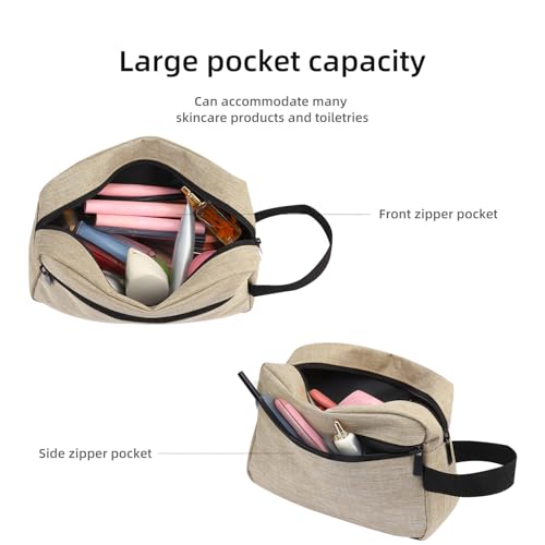 Icramsy Travel Toiletry bag Toiletry bag for women men Hanging Cosmetic bag Travel accessories for Women Men (Khaki) - color: Khaki
