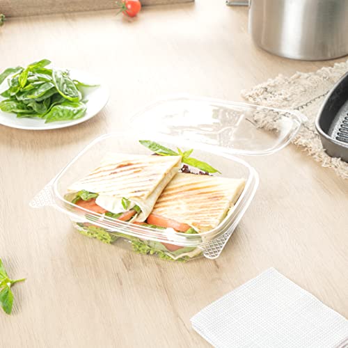 Restaurantware Thermo Tek 24 Ounce Deli Food Containers 100 Anti-Fog Hinged Lid Containers - Freezable Rectangle Clear Plastic To Go Food Containers Disposable - size: 24 oz