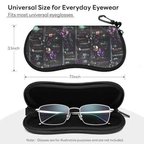 Sunglasses Case with Belt Clip, Ultra Light Neoprene Zipper Soft Padded Glasses Case for Women Men - color: Alchemy Lab