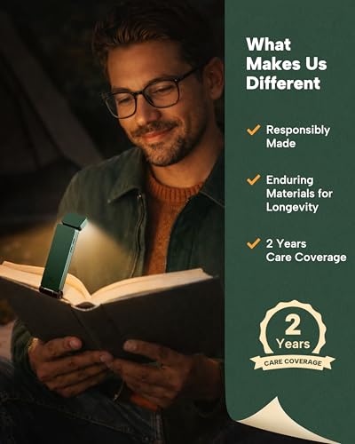 86lux Book Light, Rechargeable Clip-On LED Reading Light for Bed & Night Use - 3 Color Temperatures with Stepless Dimming, Ultralight Bookmark Design for Kids, Book Lovers, Green - color: Green