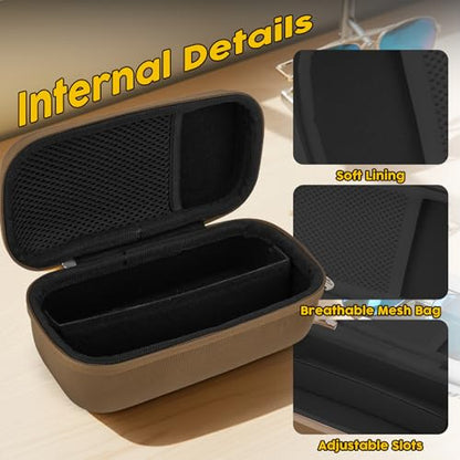 Double Eyeglasses Case,Hard Shell Glasses Case Travel Sunglasses Organizer with Adjustable Slot & Clip for Men Women - color: Brown