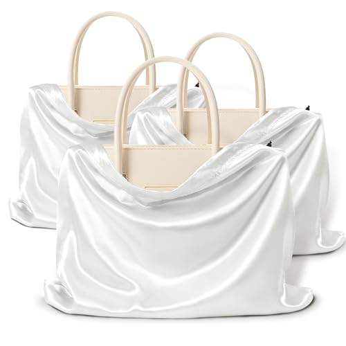 Vonty 3 Pack Silky Dust Bags for Shoes and Purses, Satin Drawstring Bag for HandBags Boots - White Shoe Bag Silk Dust Cover Bag Protector Travel Storage Pouch(19.6 x 15.7 In) - color: White, size: 19.6 x 15.7