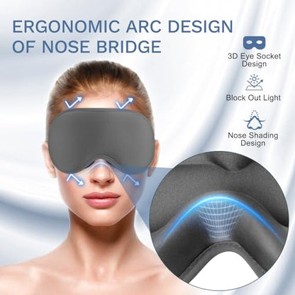 FlyCoco 99% Fully Block Out Light Eye Sleep Mask, 3D Deep Contoured Eyes Cover Zero Pressure, Long Lash Extension Eyes Mask with Adjustable Straps for Sleeping Travel Home Nap Rest Women Men (Grey) - color: Grey