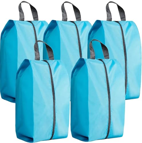 5Pcs XL Travel Shoe Bags Portable Travel Gifts Shoe Organizer with Zipper Closure, Waterproof Nylon Shoe Storage Organizer with Handle Travel Bags For Men and Women, Blue - color: Blue, size: XL