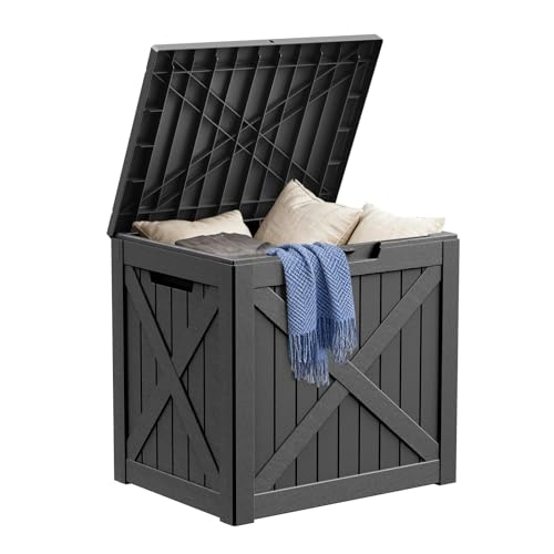 DRATO 32 Gallon Deck Box X pattern, Outdoor Storage Box for Patio Cushion, Garden Tools, Waterproof Patio Storage Box, Lockable (Black, 32 Gallon) - color: Black, size: 32 Gallon