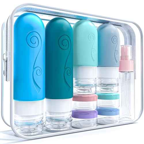 vodvob 16 Pack Travel Bottles Set for Toiletries, TSA Approved Travel Containers Leak Proof Silicone Squeezable Travel Accessories 2oz 3oz for Shampoo Conditioner Lotion Body Wash (BPA Free) (blue) - color: blue