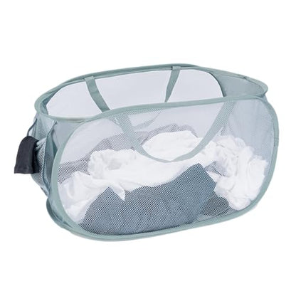 4 Pcs Mesh Popup Laundry Hamper, Opening Laundry Basket,Popup Laundry Basket with Durable Handles,Foldable Pop-up Mesh Hamper Dirty Clothes Basket for Clothes & Laundry-Home Organization - color: Gray
