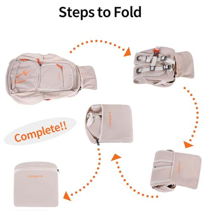 FENGDONG 35L Lightweight Foldable Waterproof Packable Travel Small Hiking Backpack Daypack for men women - color: Beige Orange